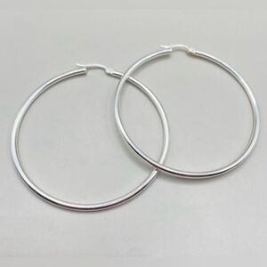 Classic Sterling Silver Hoop Earrings - Large Silver Hoop Earrings